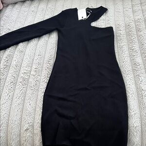 Endless Rose Elegant Black Cut-Out Long Sleeve Dress